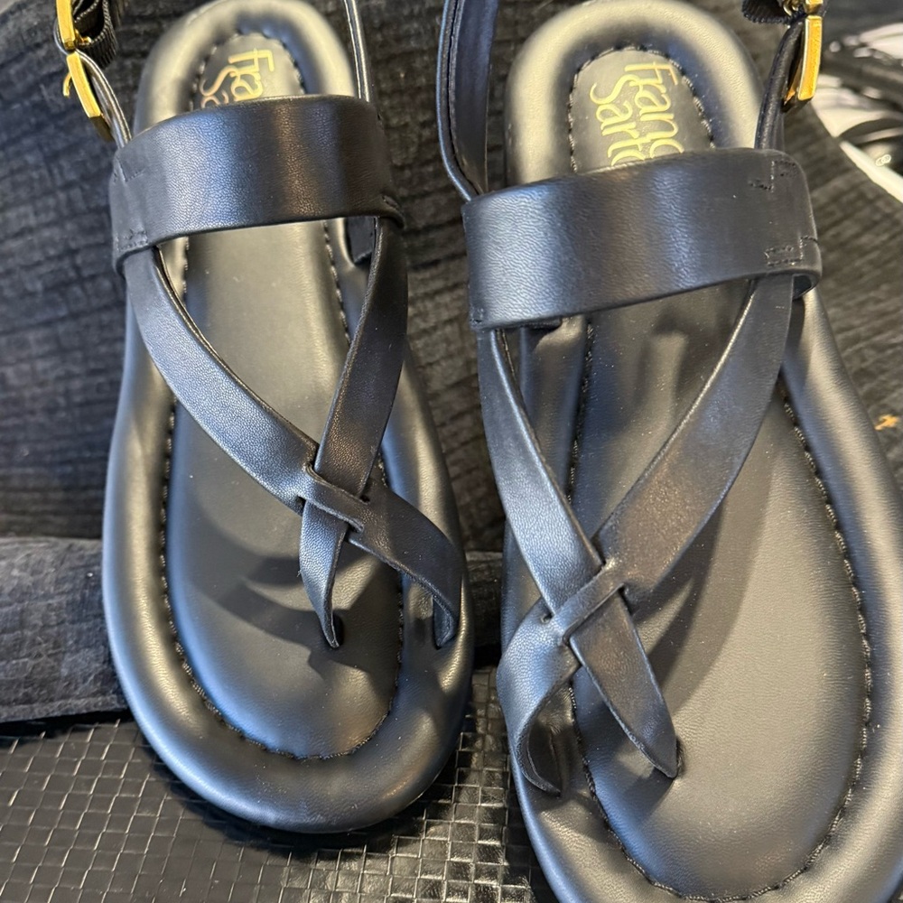 Franco Sarto Black Cross-Strap Sandals